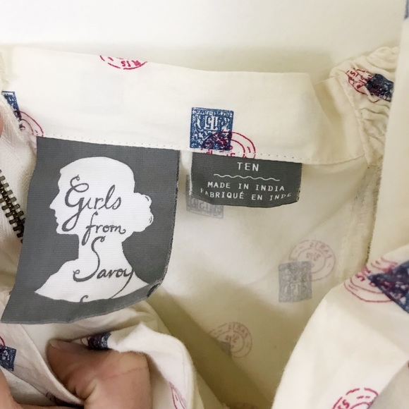 GIRLS FROM SAVOY ANTHRO PARIS POSTAGE PINUP DRESS - Picture 5 of 8